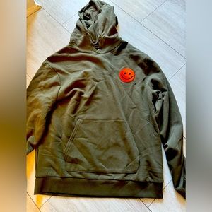 ASOS Olive Green Hoodie with Orange Patch Sz. L